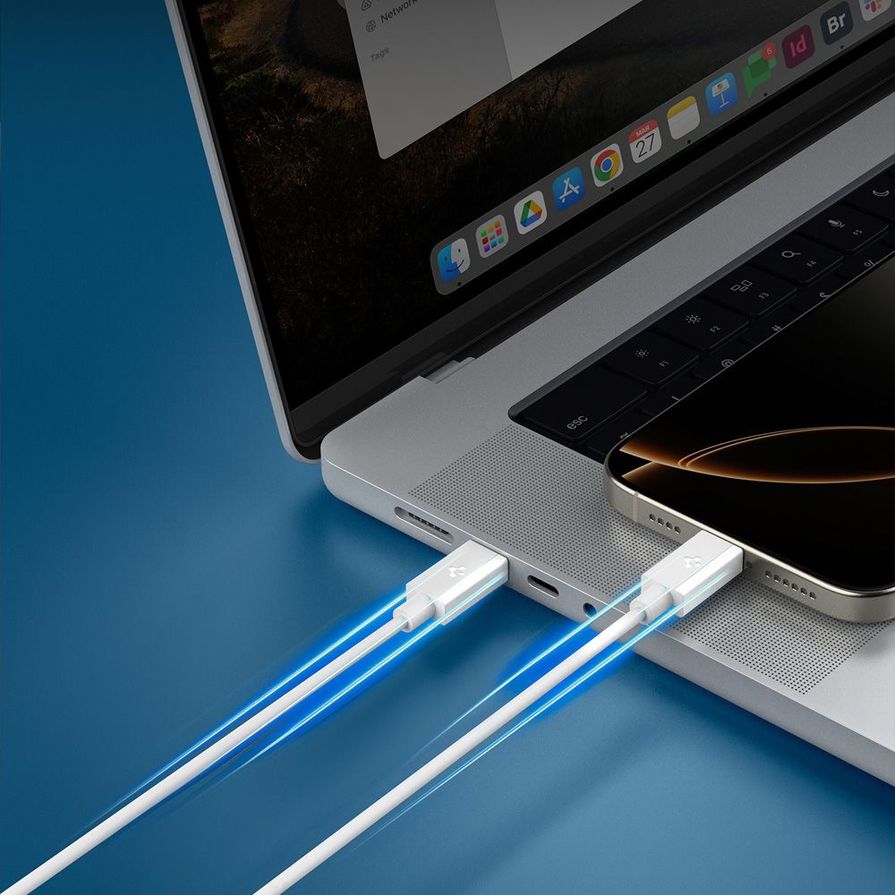 Spigen Spigen 1m 60W USB-C - USB-C Kabel Essential Vit - Teknikhallen.se