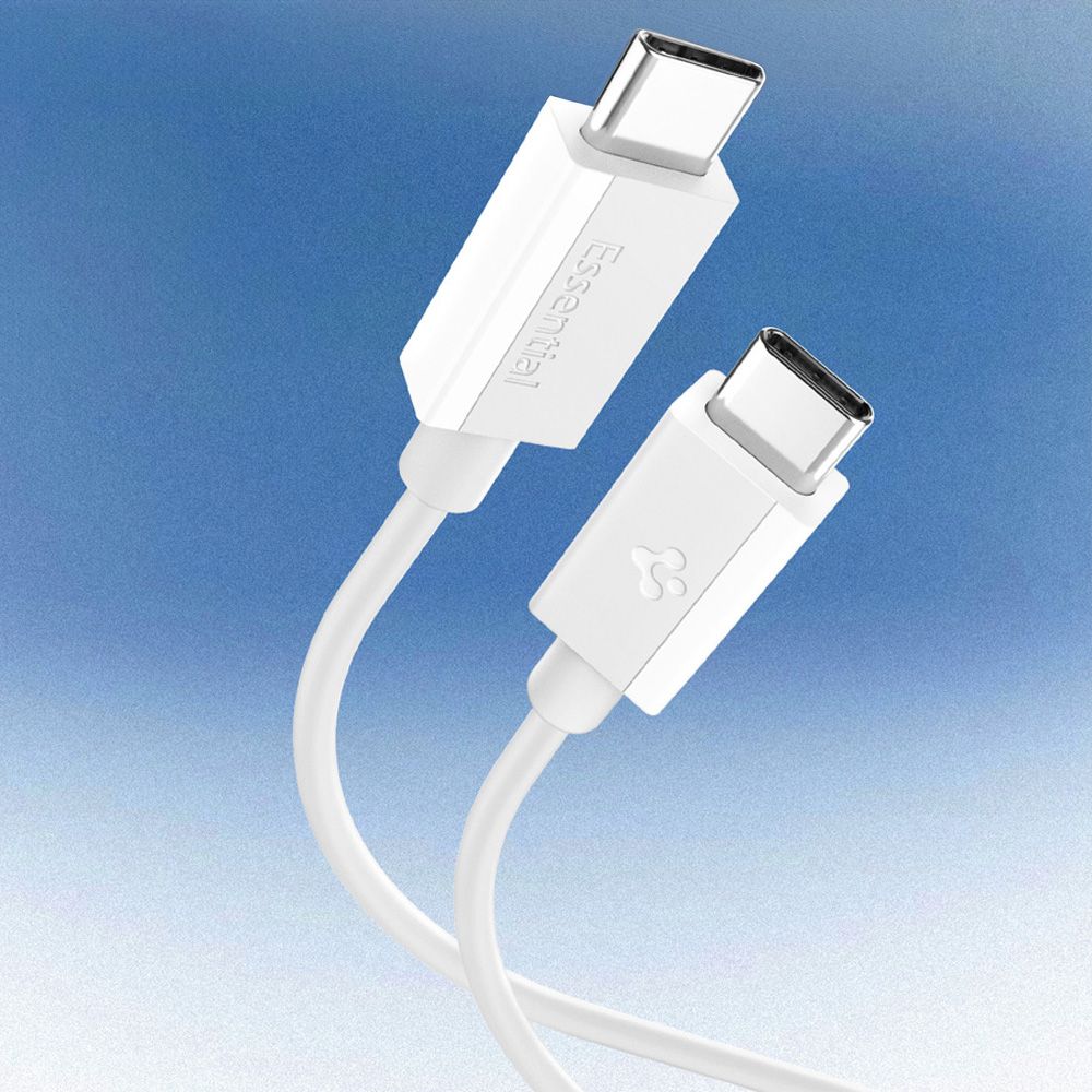 Spigen Spigen 2m 60W USB-C - USB-C Kabel Essential Vit - Teknikhallen.se