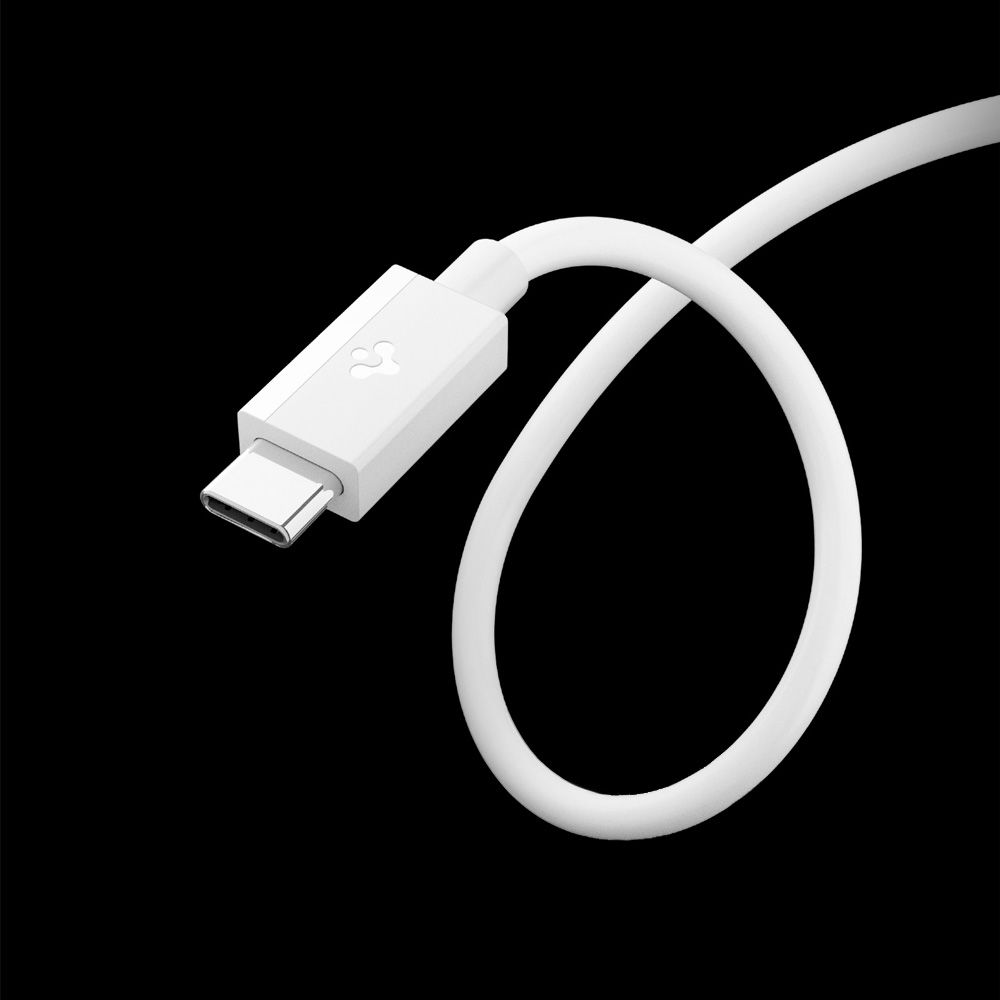 Spigen Spigen 2m 60W USB-C - USB-C Kabel Essential Vit - Teknikhallen.se