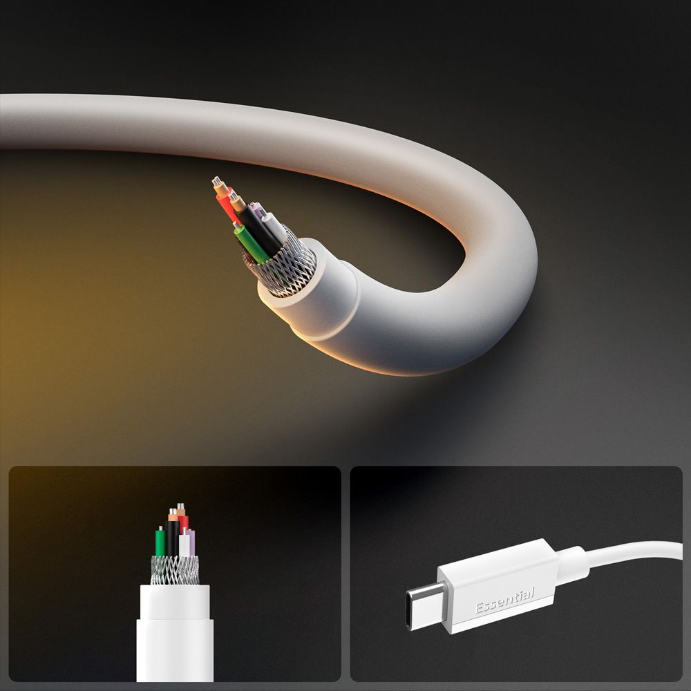 Spigen Spigen 2m 60W USB-C - USB-C Kabel Essential Vit - Teknikhallen.se