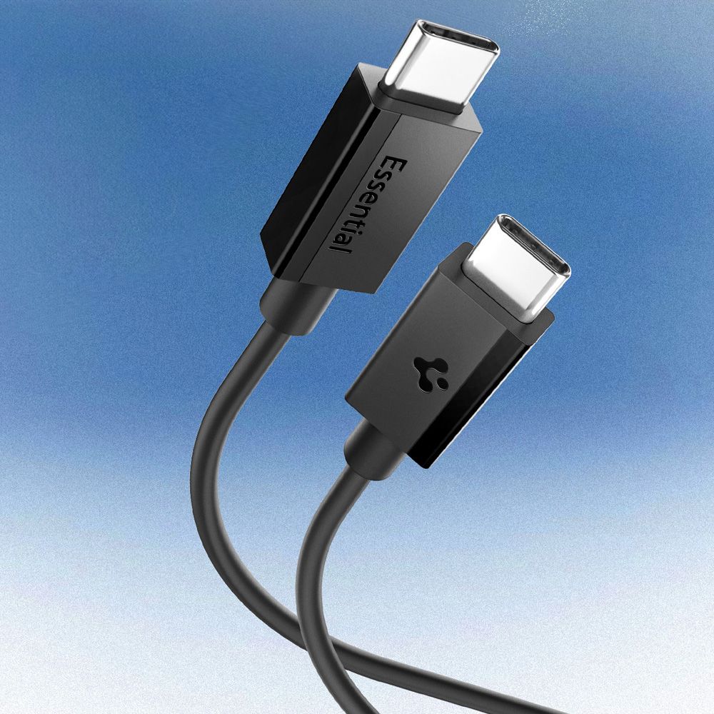Spigen Spigen 2m 60W USB-C - USB-C Kabel Essential Svart - Teknikhallen.se