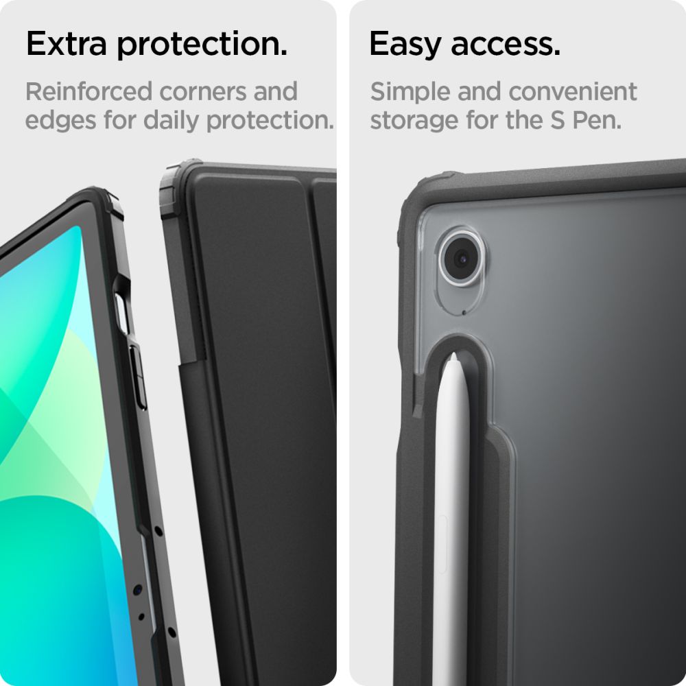 Spigen Spigen Galaxy Tab S10 FE Plus Fodral Ultra Hybrid Pro Svart - Teknikhallen.se