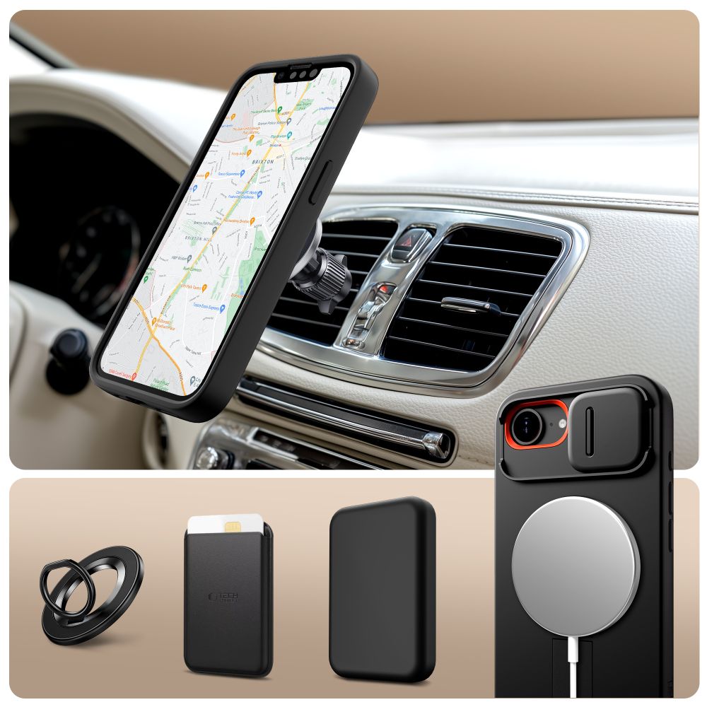 Tech-Protect Tech-Protect iPhone 16e Skal MagSafe Kevlar Aura Svart - Teknikhallen.se