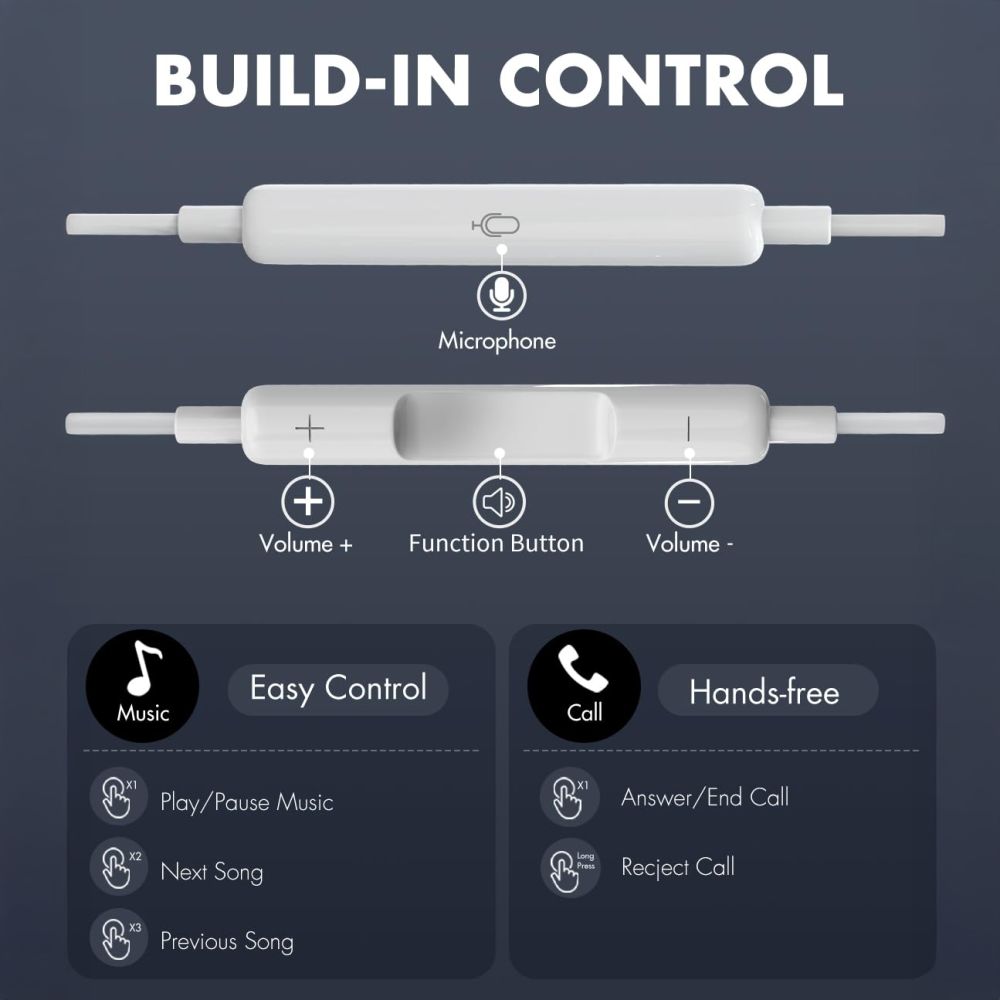 Tech-Protect Tech-Protect In-Ear Hörlurar 3.5 mm AUX UltraBoost Vit - Teknikhallen.se
