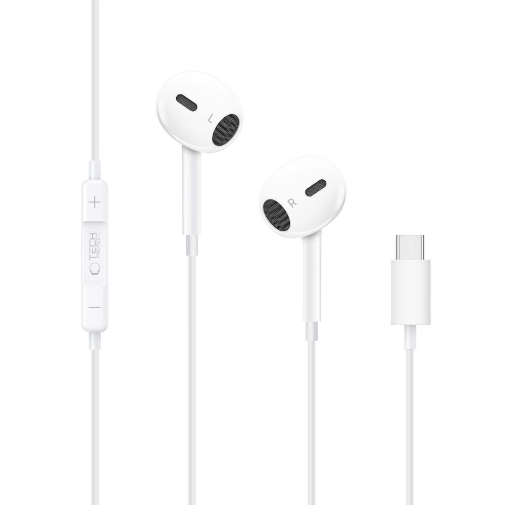 Tech-Protect Tech-Protect In-Ear Hörlurar USB-C UltraBoost Vit - Teknikhallen.se