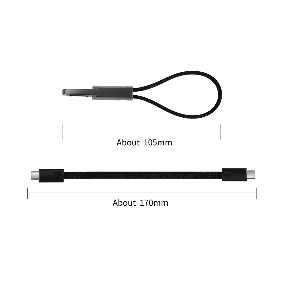 Tech-Protect Tech-Protect 60W/3A PD USB-C - USB-C Kabel Nyckelring Iron Grey - Teknikhallen.se