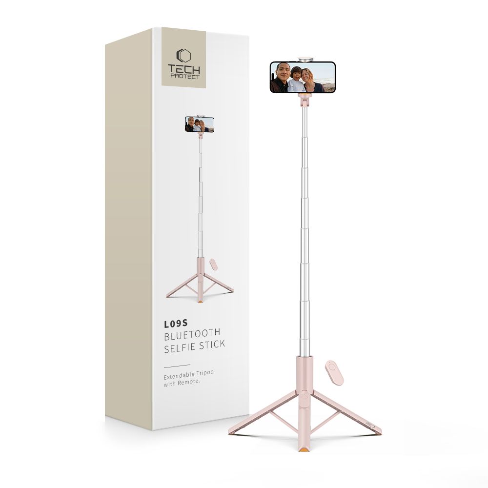 Tech-Protect Tech-Protect 146 cm Bluetooth Selfiestick Tripod Rosa - Teknikhallen.se
