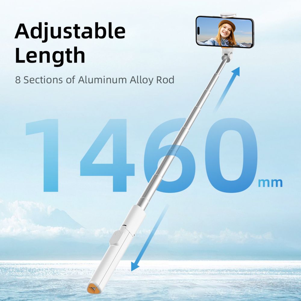 Tech-Protect Tech-Protect 146 cm Bluetooth Selfiestick Tripod Vit - Teknikhallen.se