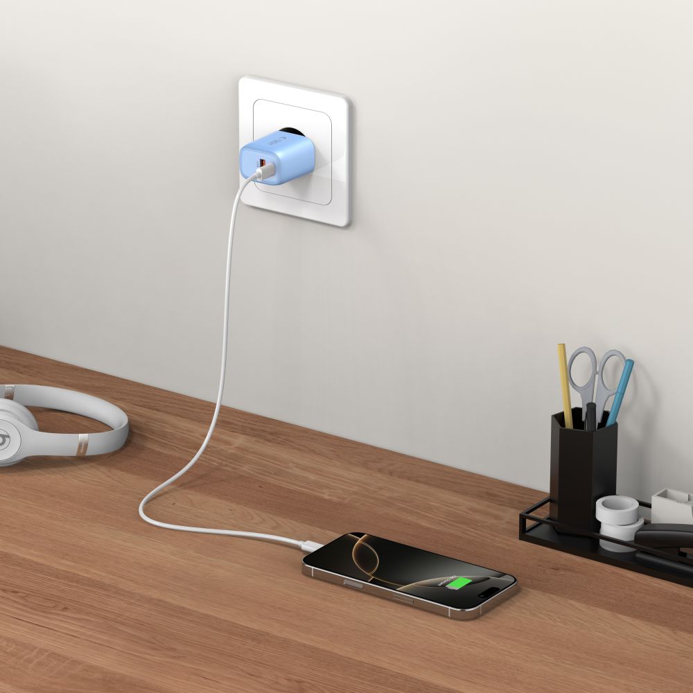 Tech-Protect Tech-Protect 30W Väggladdare PD QC3.0 USB-C / USB-A Baby Blue - Teknikhallen.se