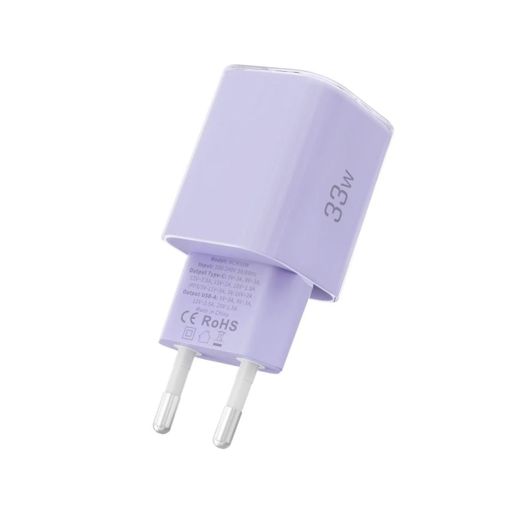 Tech-Protect Tech-Protect 33W Väggladdare PD QC3.0 USB-C / USB-A Baby Purple - Teknikhallen.se