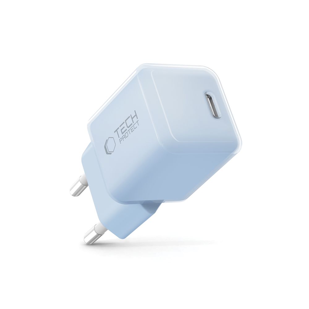 Tech-Protect Tech-Protect 25W PD USB-C Väggladdare Baby Blue - Teknikhallen.se