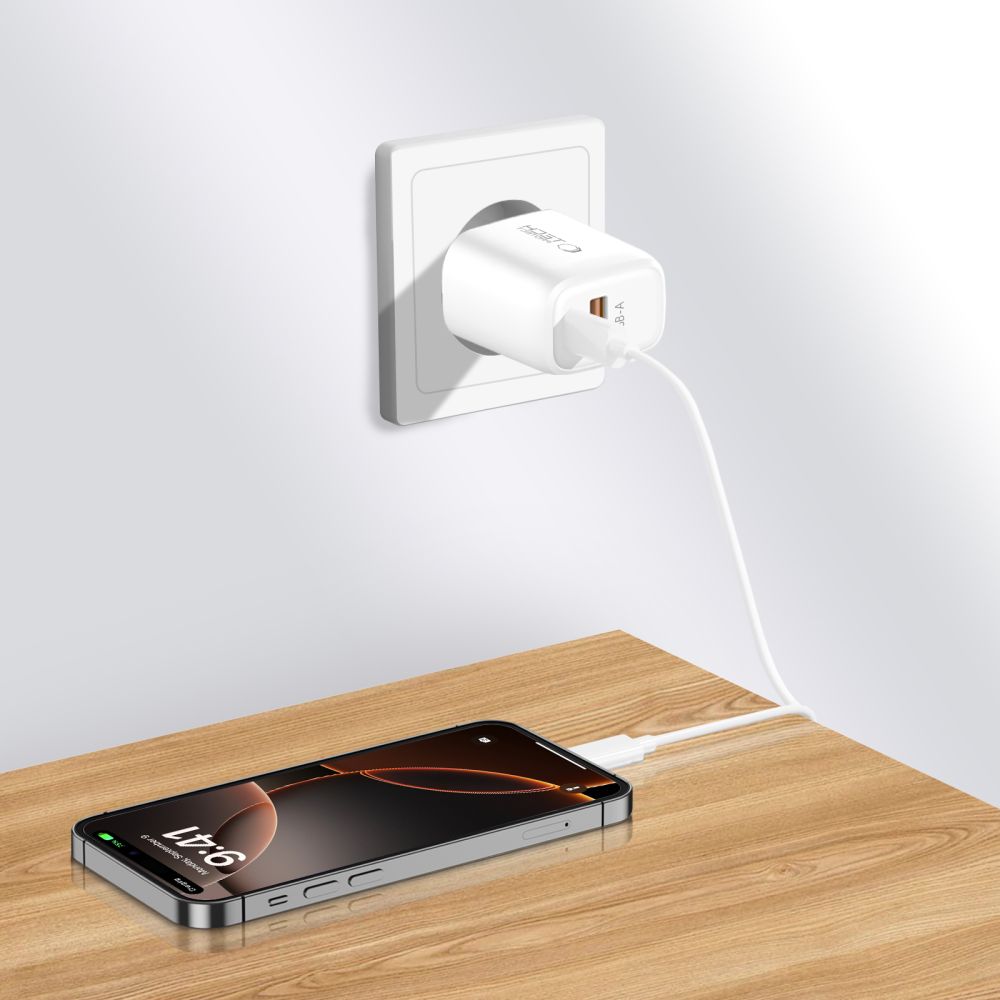 Tech-Protect Tech-Protect 30W Väggladdare PD QC3.0 USB-C / USB-A Vit - Teknikhallen.se