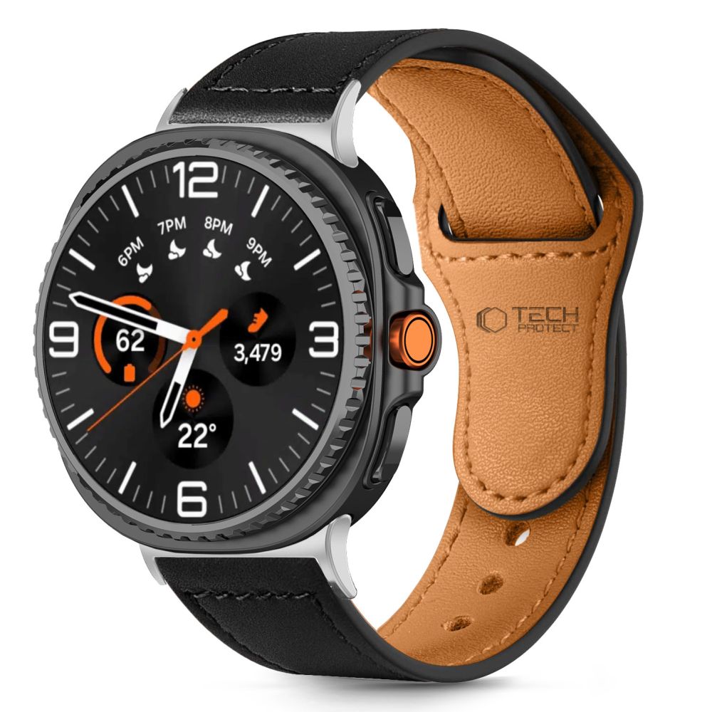 Tech-Protect Tech-Protect Galaxy Watch 8 40/44/46 mm Armband LeatherFit Svart - Teknikhallen.se