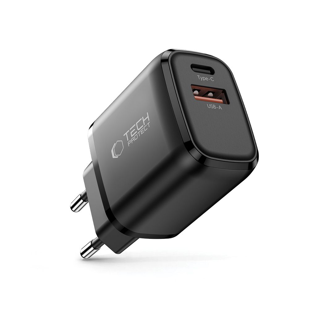 Tech-Protect Tech-Protect 30W Väggladdare PD QC3.0 USB-C / USB-A Svart - Teknikhallen.se