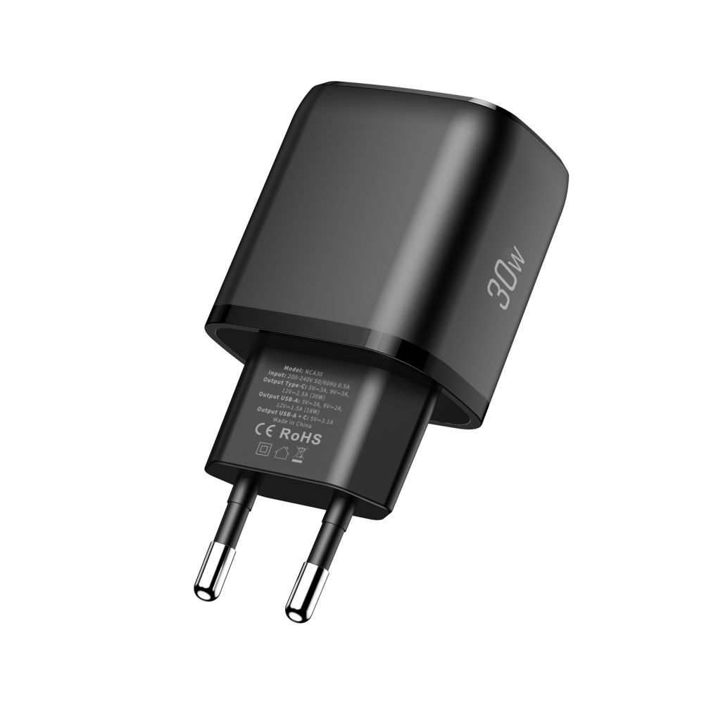 Tech-Protect Tech-Protect 30W Väggladdare PD QC3.0 USB-C / USB-A Svart - Teknikhallen.se