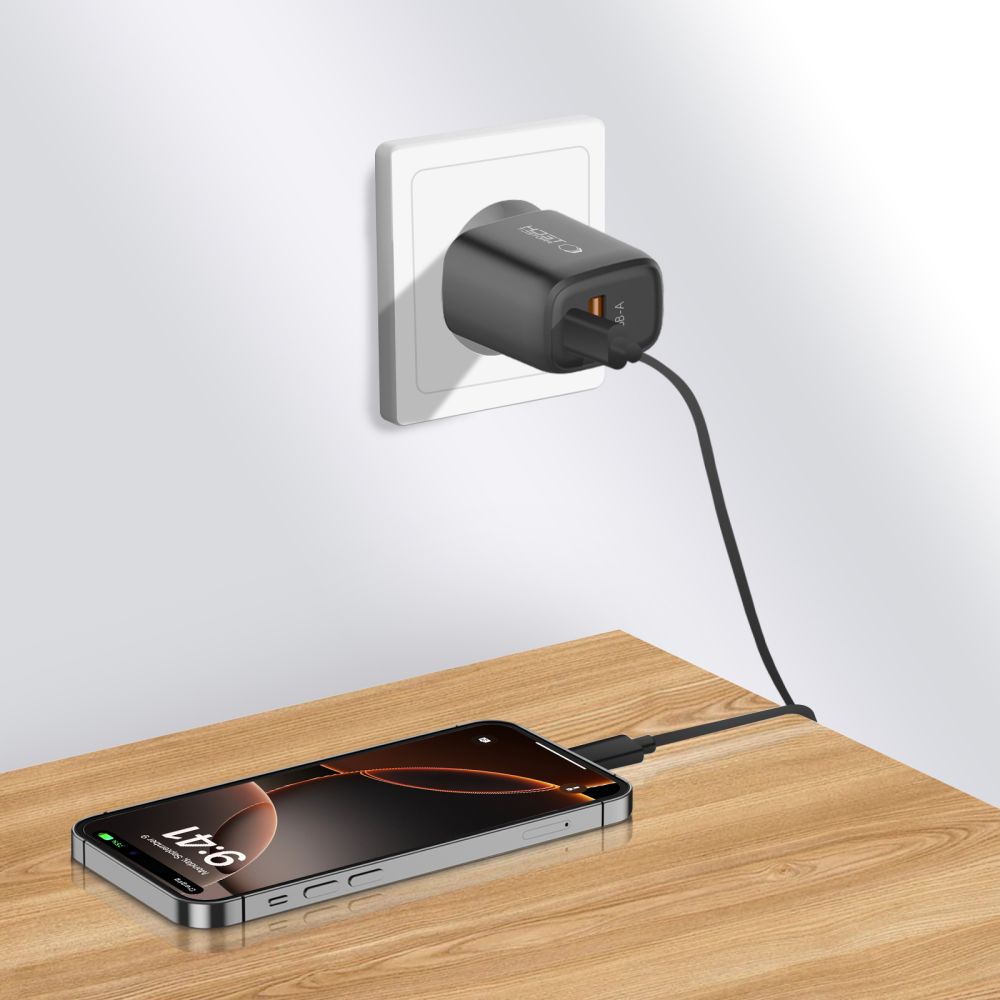 Tech-Protect Tech-Protect 30W Väggladdare PD QC3.0 USB-C / USB-A Svart - Teknikhallen.se