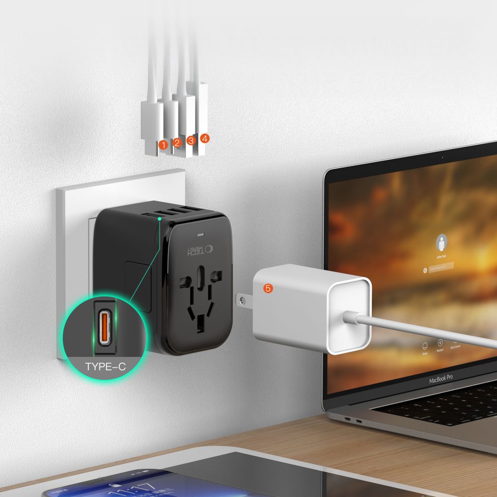 Tech-Protect Tech-Protect Reseadapter EU / UK / US / AU Svart - Teknikhallen.se