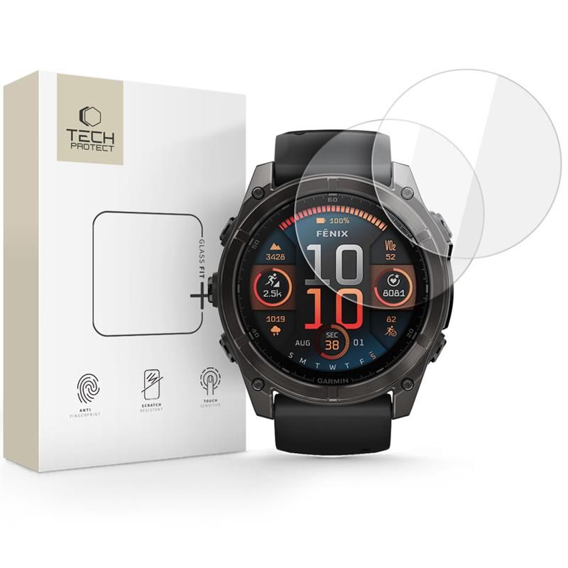 Tech-Protect Tech-Protect Garmin Fenix 8 51 mm 2-PACK Skärmskydd GlassFit+ - Teknikhallen.se