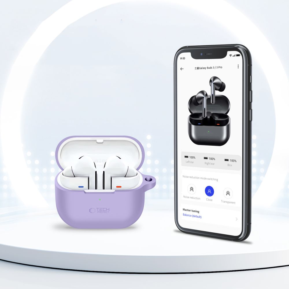 Tech-Protect Tech-Protect Samsung Galaxy Buds 3 / 3 Pro / 3 FE Skal Silikon Hook Lavender - Teknikhallen.se