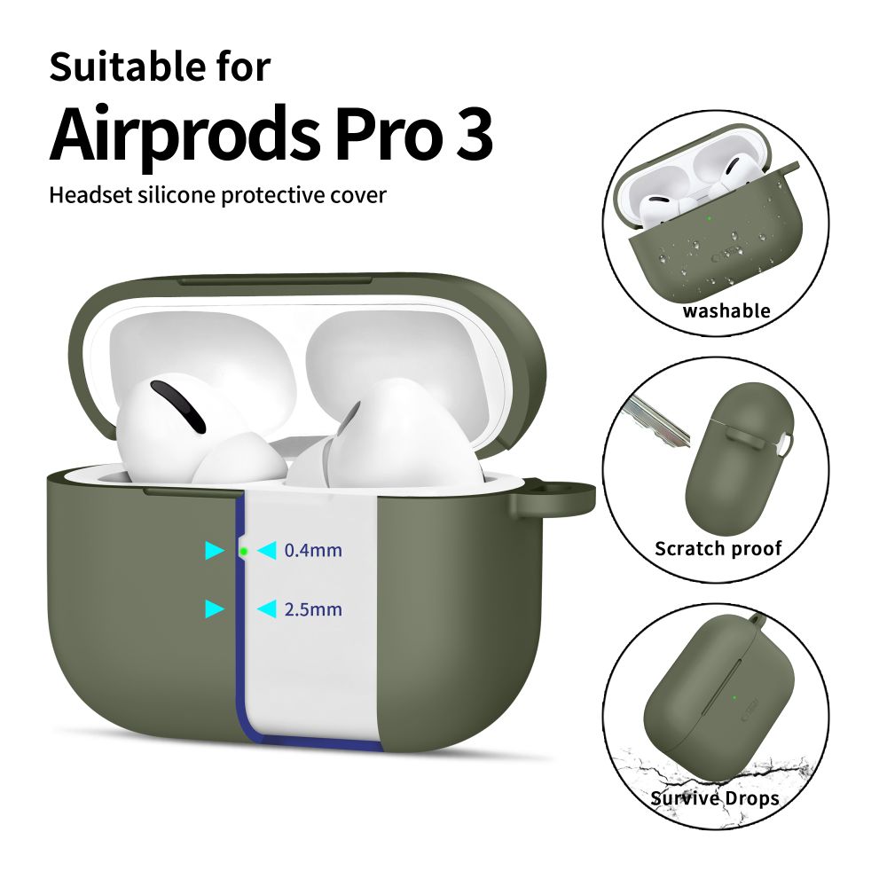 Tech-Protect Tech-Protect AirPods Pro 3 Skal Silikon Hook Olive Green - Teknikhallen.se