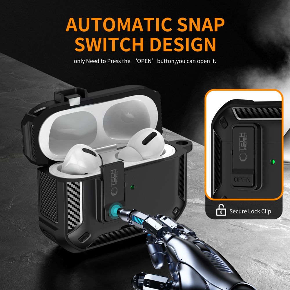 Tech-Protect Tech-Protect AirPods Pro 3 Skal MagSafe Carbonox Svart - Teknikhallen.se