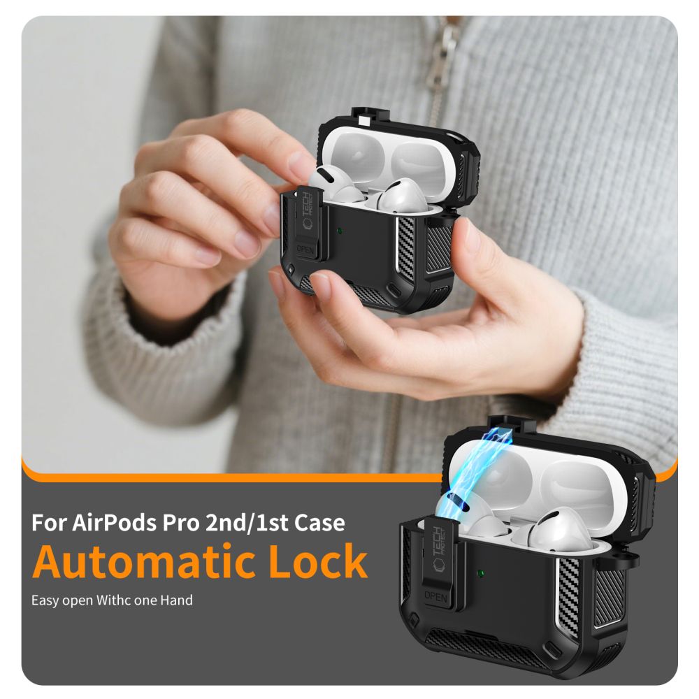 Tech-Protect Tech-Protect AirPods Pro 3 Skal MagSafe Carbonox Svart - Teknikhallen.se