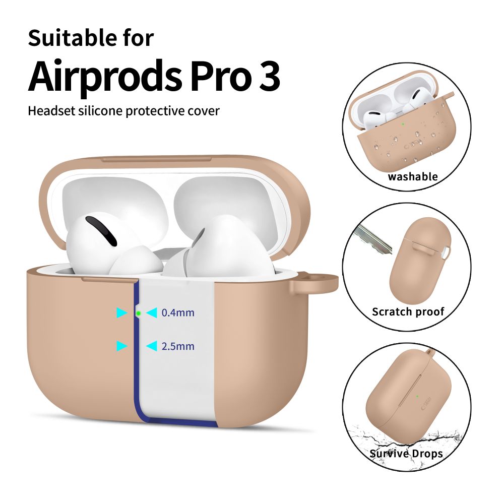 Tech-Protect Tech-Protect AirPods Pro 3 Skal Silikon Hook Caffe Latte - Teknikhallen.se