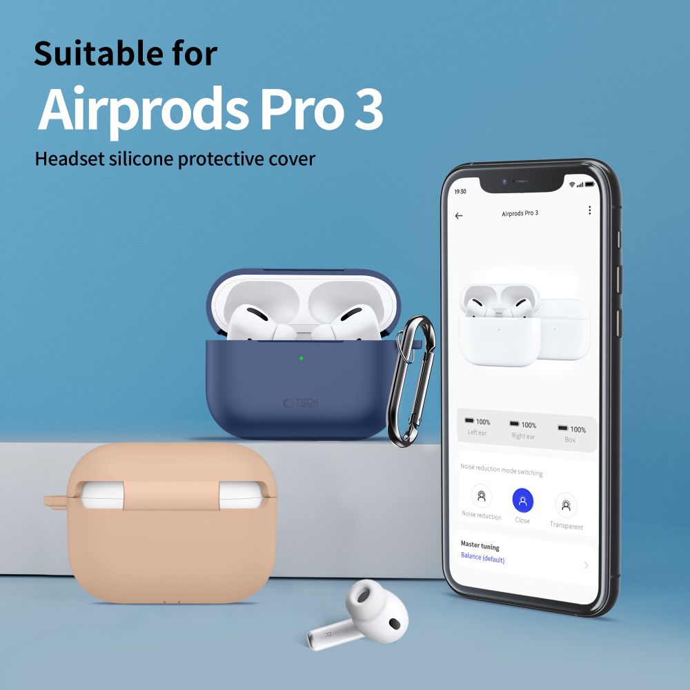 Tech-Protect Tech-Protect AirPods Pro 3 Skal Silikon Hook Crayon Grey - Teknikhallen.se
