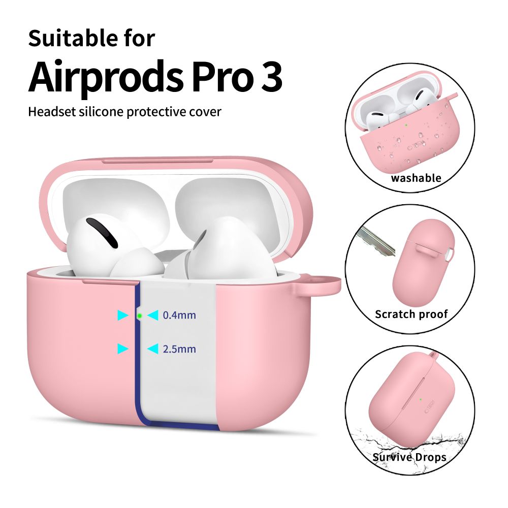Tech-Protect Tech-Protect AirPods Pro 3 Skal Silikon Hook Dusty Pink - Teknikhallen.se