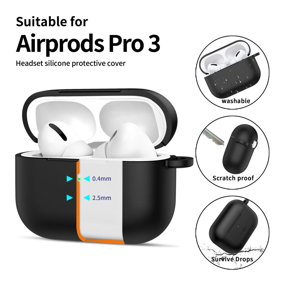 Tech-Protect Tech-Protect AirPods Pro 3 Skal Silikon Hook Svart - Teknikhallen.se