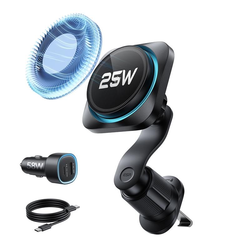 ESR ESR 25W Qi2.2 Magnetisk MagSafe Billaddare CryoBoost Svart - Teknikhallen.se