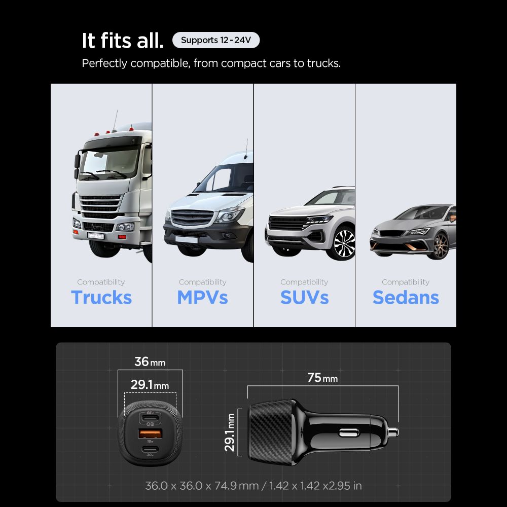 Spigen Spigen 113W USB-C / USB-A Billaddare Essential Svart - Teknikhallen.se