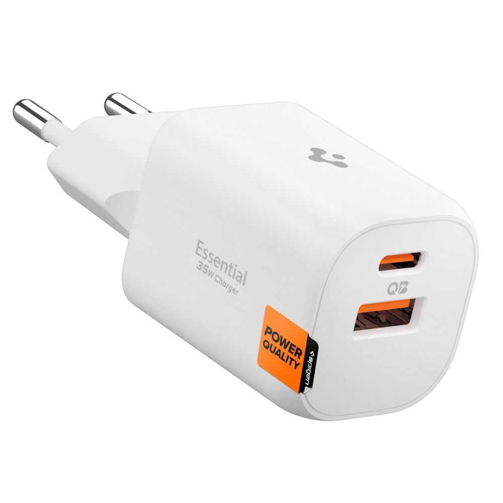Spigen Spigen 35W Väggladdare USB-C / USB-A Essential Vit - Teknikhallen.se
