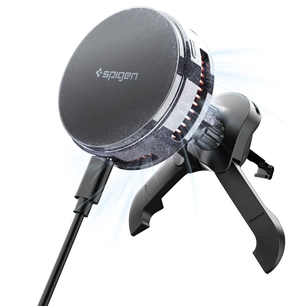 Spigen Spigen Qi2.2 Magnetisk MagSafe Billaddare Luftventil Svart - Teknikhallen.se
