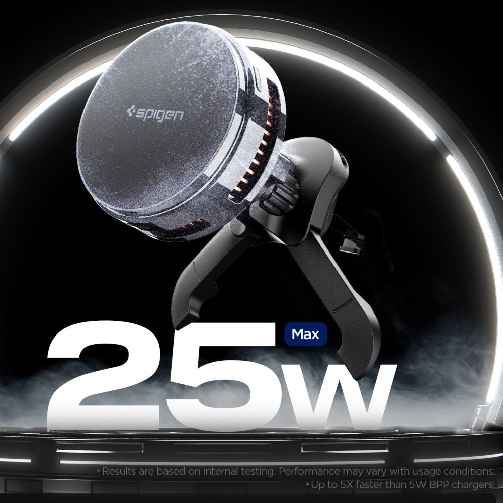 Spigen Spigen Qi2.2 Magnetisk MagSafe Billaddare Luftventil Svart - Teknikhallen.se