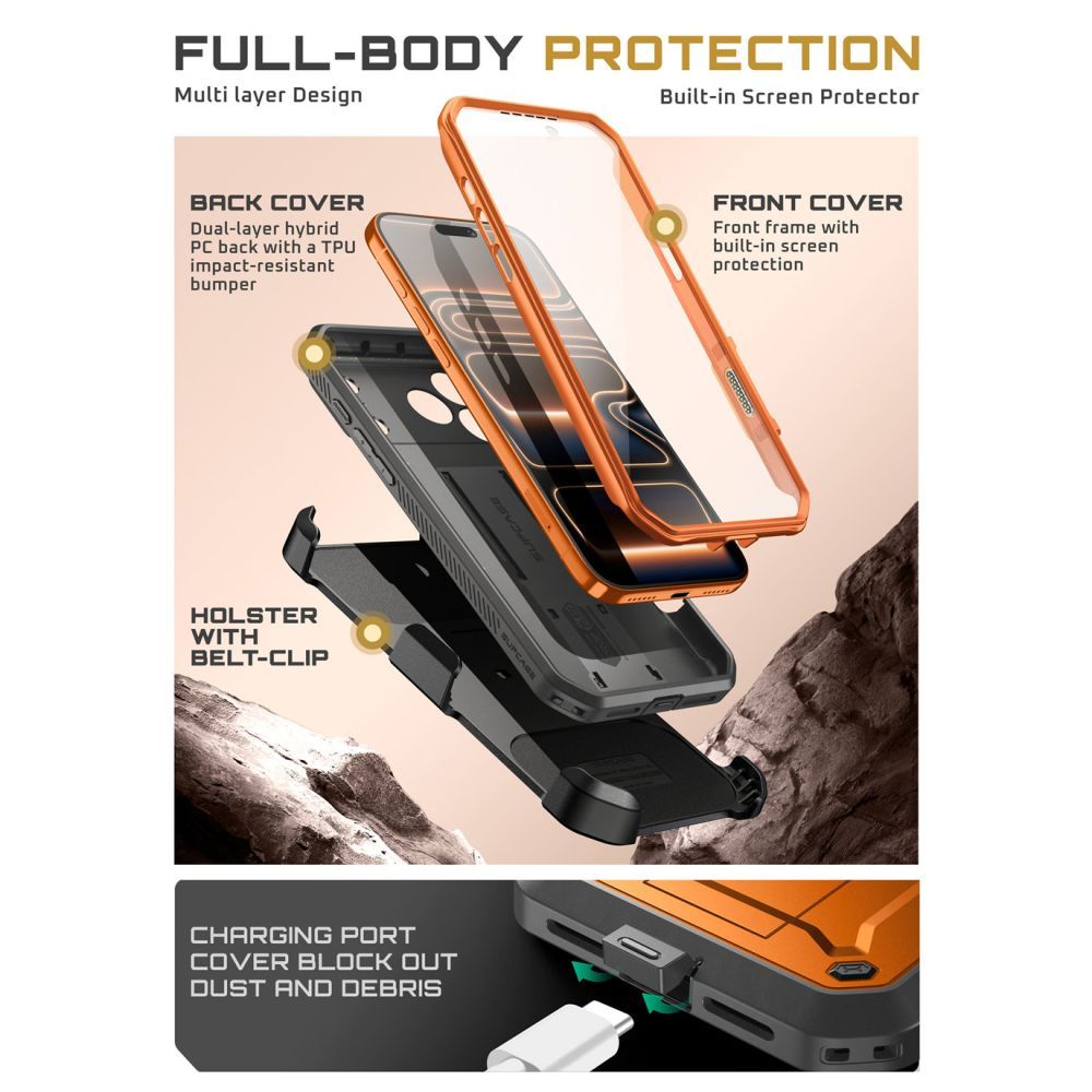Supcase Supcase iPhone 17 Pro Skal Unicorn Beetle Pro Coral - Teknikhallen.se