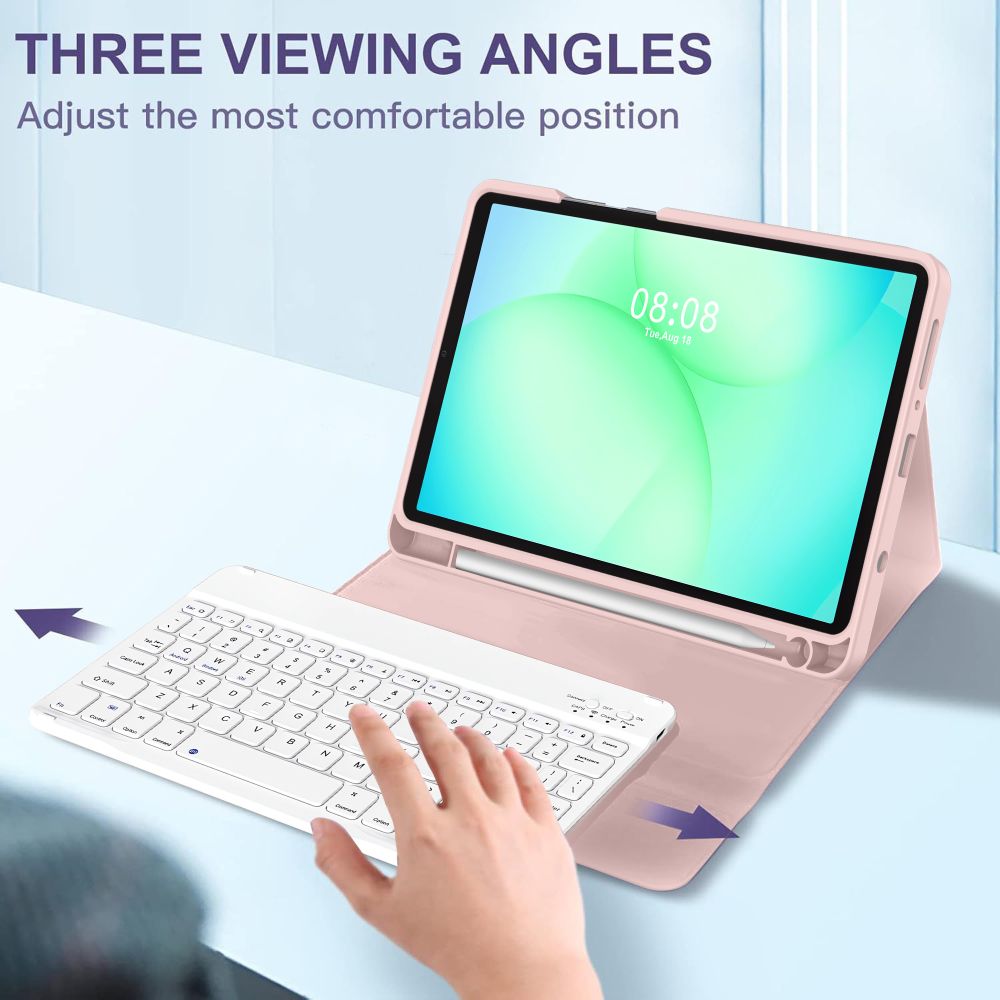 Tech-Protect Tech-Protect Galaxy Tab A11/A9 Fodral SC Tangentbord Rosa - Teknikhallen.se