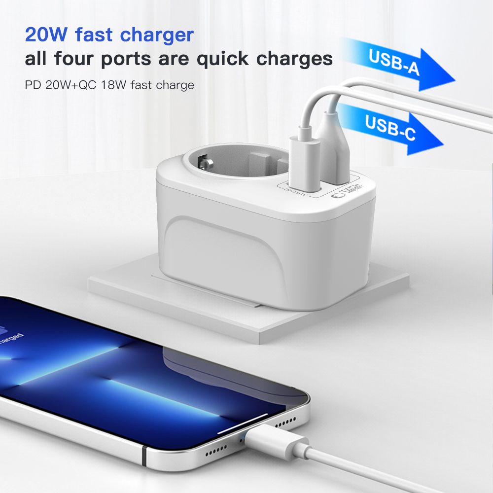 Tech-Protect Tech-Protect Reseadapter UK Till EU Vit - Teknikhallen.se