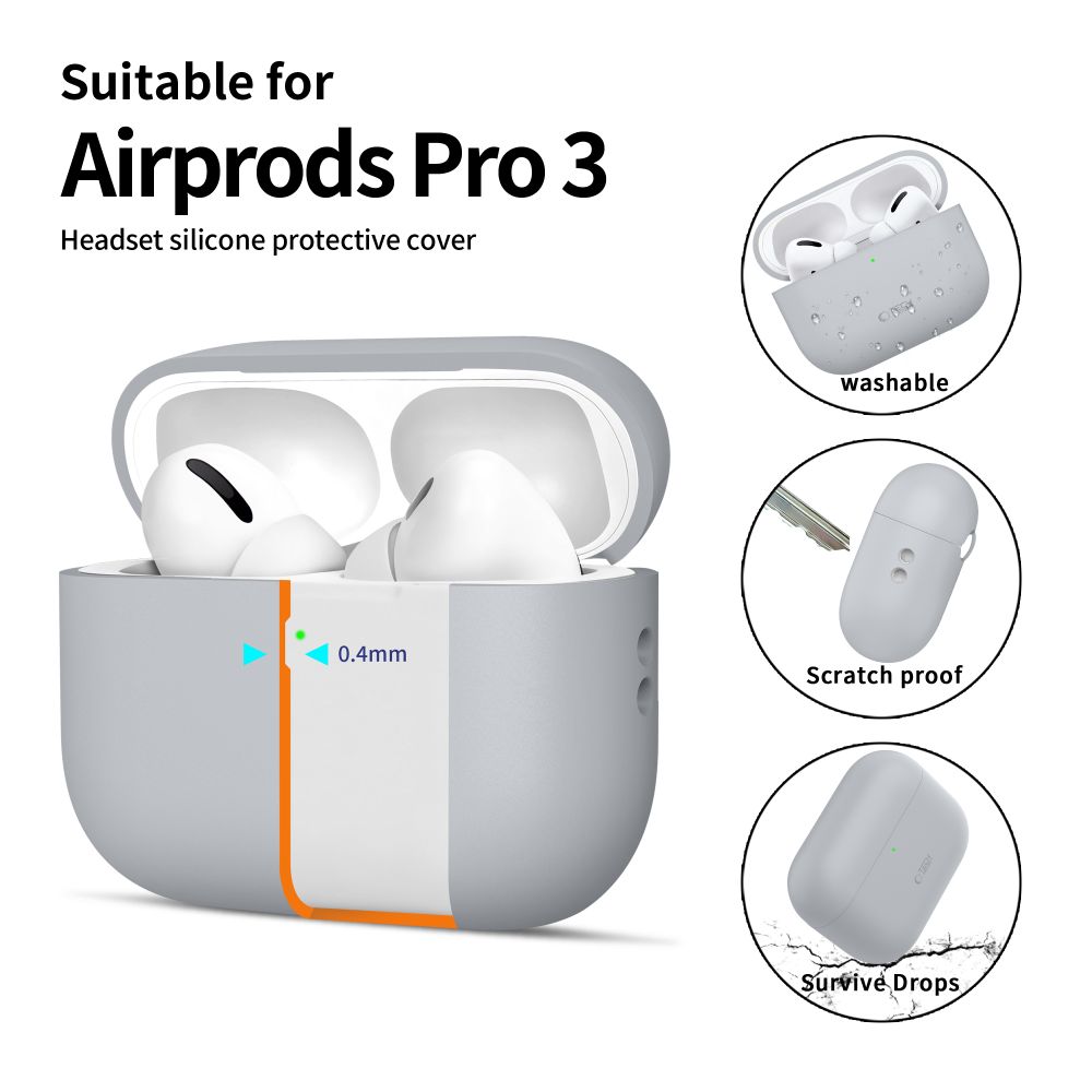 Tech-Protect Tech-Protect AirPods Pro 3 Skal Silicone Crayon Grey - Teknikhallen.se