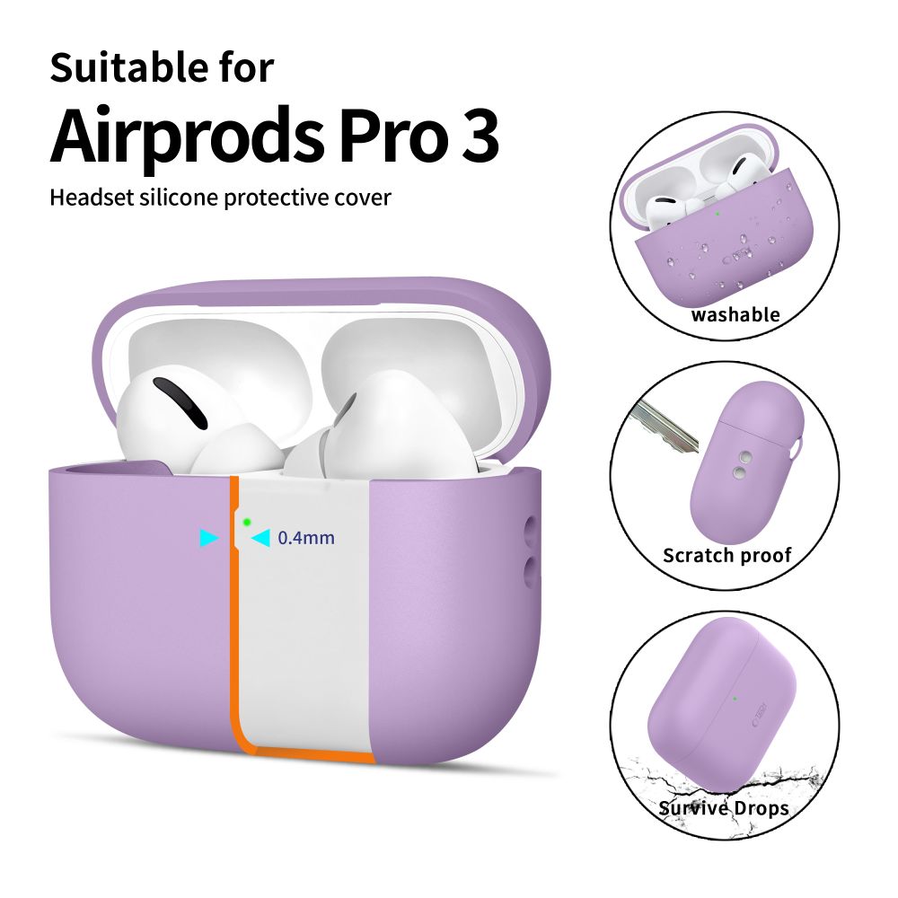 Tech-Protect Tech-Protect AirPods Pro 3 Skal Silicone Lavender - Teknikhallen.se