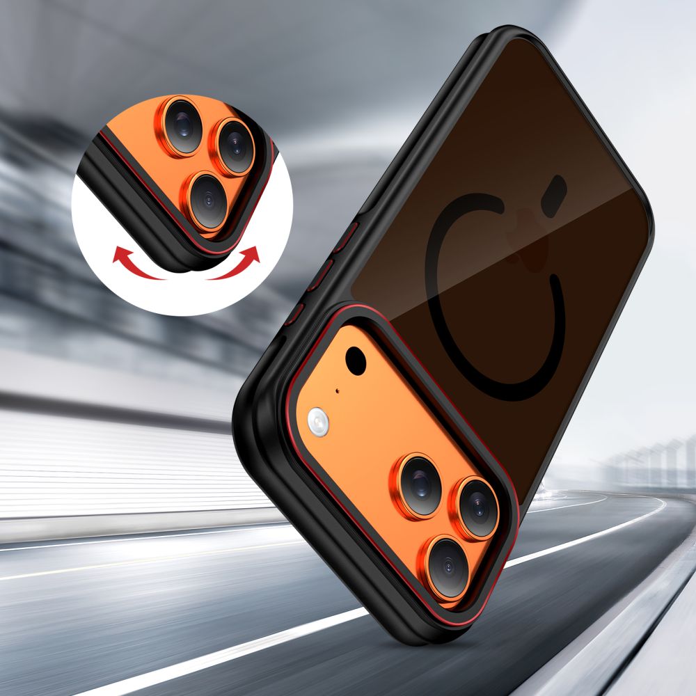 Tech-Protect Tech-Protect iPhone 17 Pro Skal MagSafe MagHybrid Svart/Röd - Teknikhallen.se