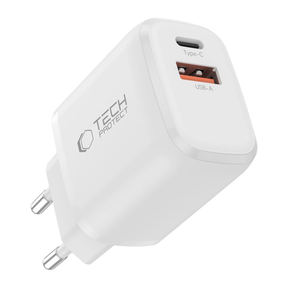 Tech-Protect Tech-Protect 45W PD QC3.0 Väggladdare USB-C / USB-A Vit - Teknikhallen.se