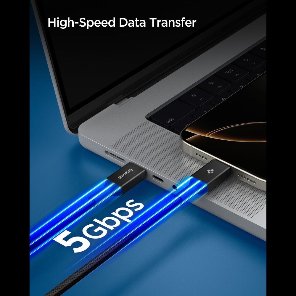 Spigen Spigen 1.5m 100W USB-C - USB-C Kabel Svart - Teknikhallen.se