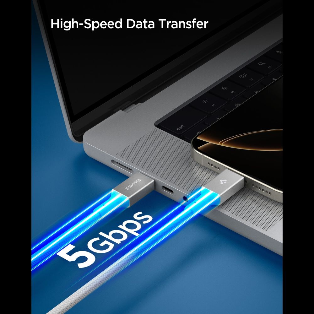 Spigen Spigen 1.5m 100W USB-C - USB-C Kabel Vit - Teknikhallen.se