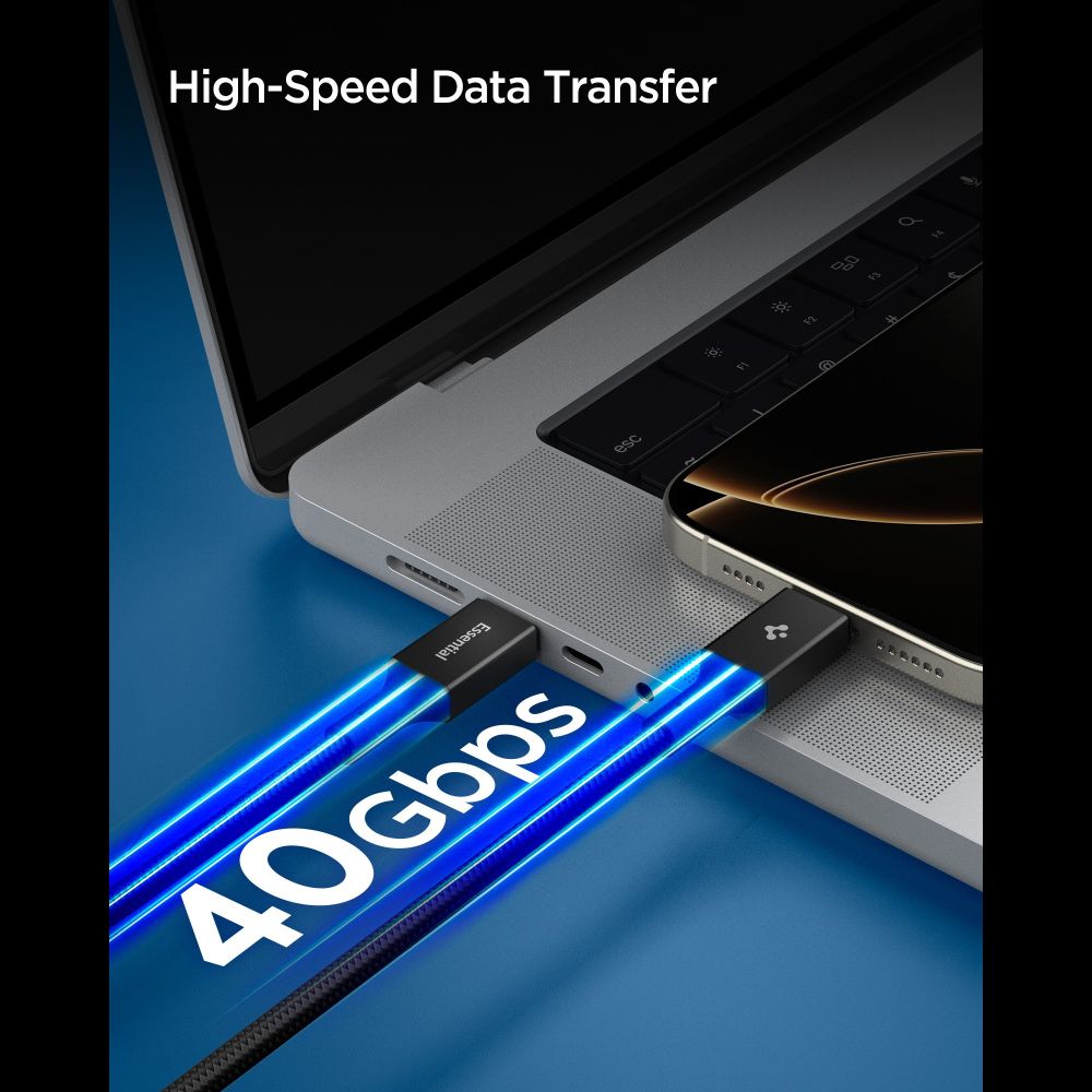 Spigen Spigen 1.5m 240W USB-C - USB-C Kabel Svart - Teknikhallen.se