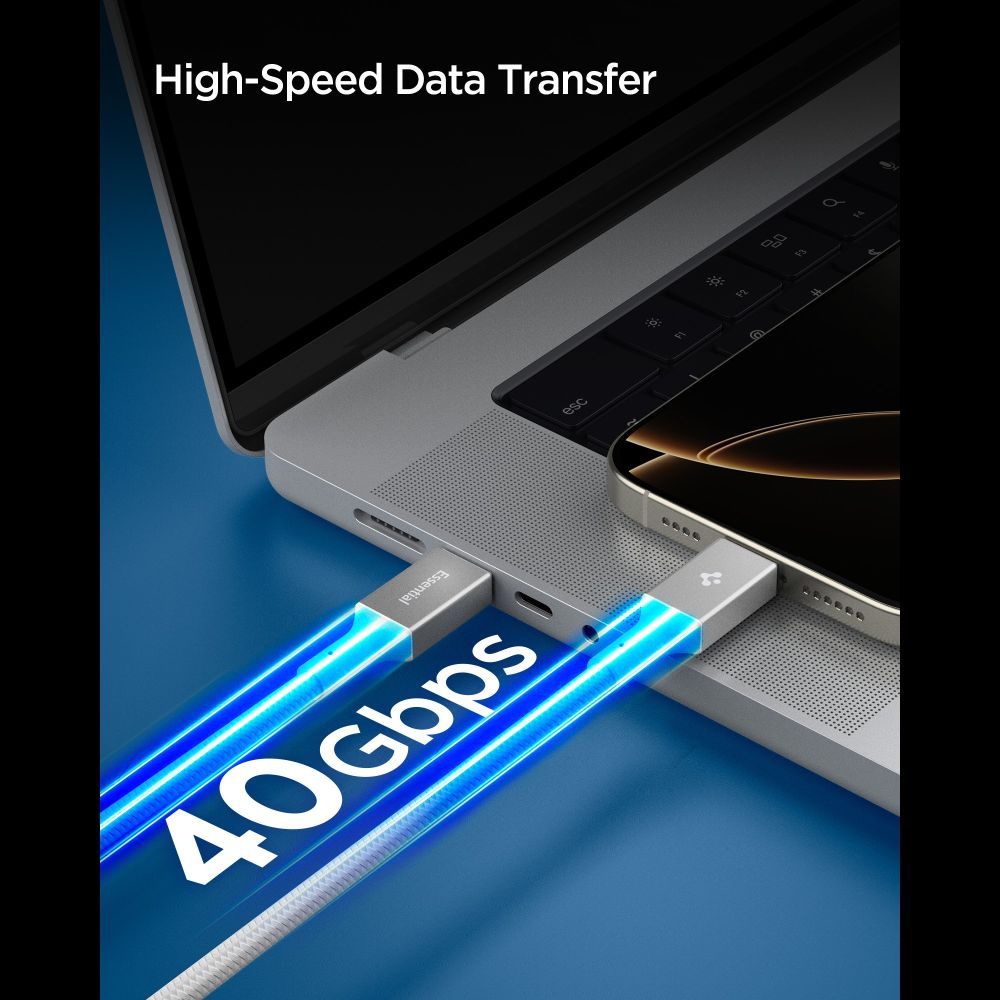 Spigen Spigen 1.5m 240W USB-C - USB-C Kabel Vit - Teknikhallen.se