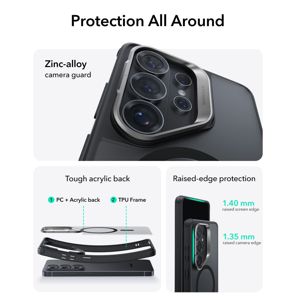 ESR ESR Galaxy S26 Ultra Skal MagSafe Classic Hybrid Kickstand Frosted Black - Teknikhallen.se