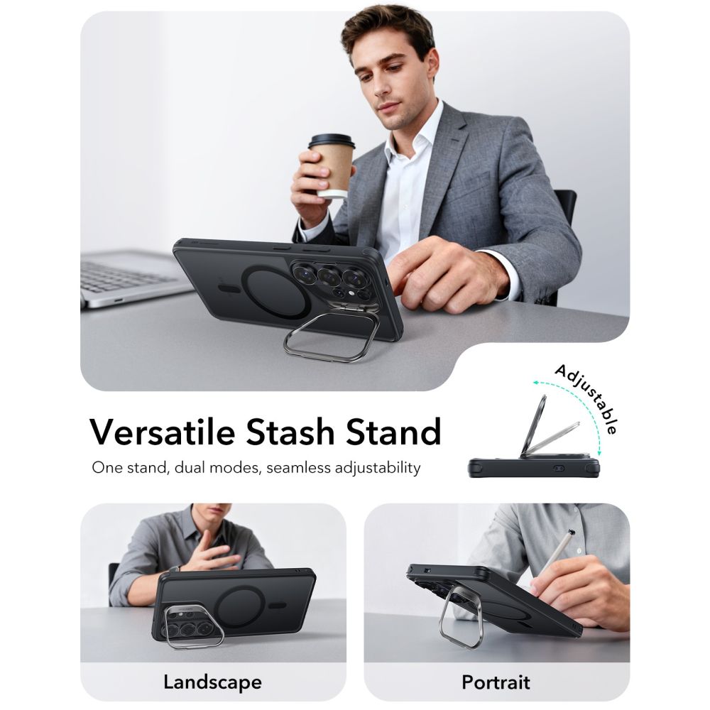 ESR ESR Galaxy S26 Ultra Skal MagSafe Classic Hybrid Kickstand Frosted Black - Teknikhallen.se