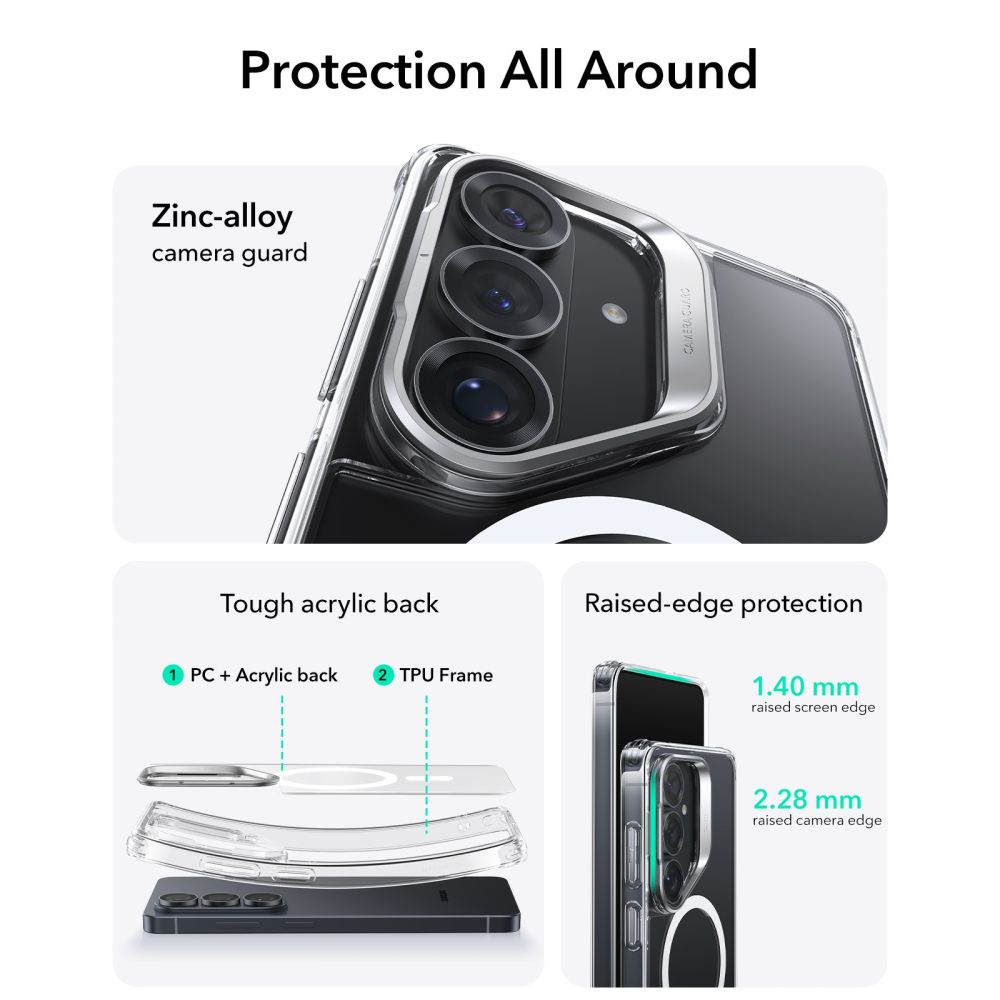 ESR ESR Galaxy S26 Skal MagSafe Classic Hybrid Kickstand Transparent - Teknikhallen.se