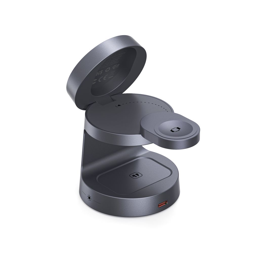 Tech-Protect Tech-Protect 25W 3in1 Trådlös Magnetisk MagSafe Laddare Dark Grey - Teknikhallen.se